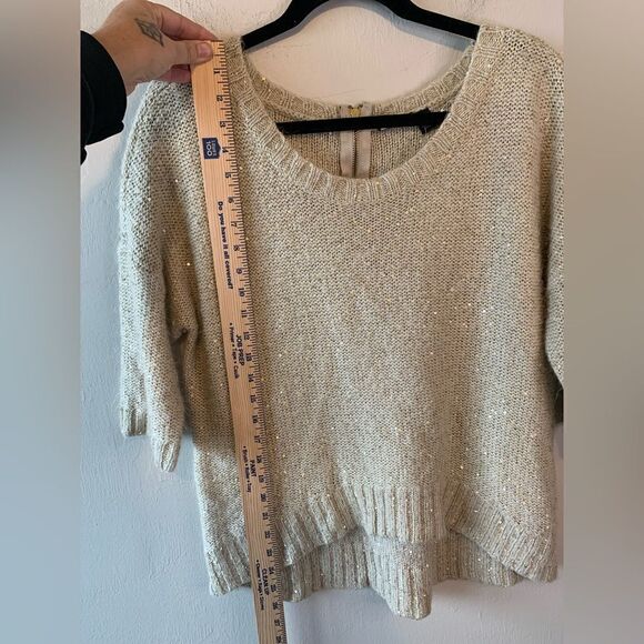 Allen B by Allen Schwartz gold sequin hi low‎ sweater size L - Picture 7 of 7